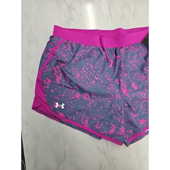 Under Armour womens Fly By 2.0 Printed Running Shorts Mineral Blue Size XL NEW - Picture 2 of 8
